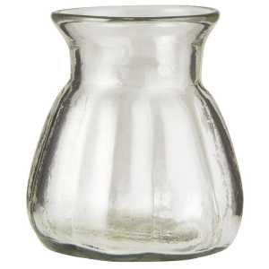 Glas-Vase mit breiten Rillen mundgeblasen, Höhe 10.5, Ø 9.3 cm
