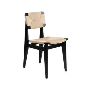 Gubi C-Chair Stuhl Black stained oak, Sitz und Rückenlehne aus Naturgeflecht