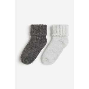 H&M 2er-Pack Socken aus Wollmix Dunkelgrau/Hellgrau in Größe 22/24. Farbe: Dark grey/light grey