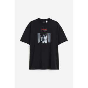 H&M T-Shirt Relaxed Fit Schwarz/Wednesday in Größe M. Farbe: Black/wednesday