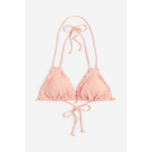 H&M Wattiertes Triangel-Bikinitop Pfirsichrosa, Bikini-Oberteil in Größe 42. Farbe: Peach pink