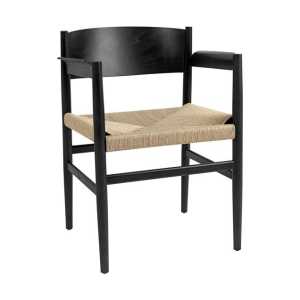 Holz-Armlehnstuhl Nestor mit geflochtener Sitzfläche