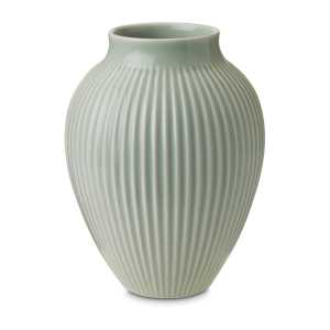 Knabstrup Keramik Knabstrup Vase geriffelt 20cm Minzgrün
