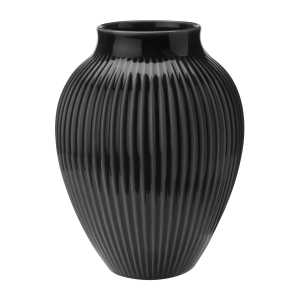 Knabstrup Keramik Knabstrup Vase geriffelt 20cm Schwarz