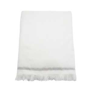 Meraki - Handtuch gestreift, 100 x 180 cm, weiß / grau