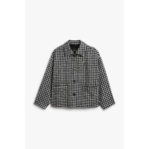 Monki Jacke aus Strukturstoff Schwarz-weißer Hahnentritt, Jacken in Größe M. Farbe: Houndstooth 019