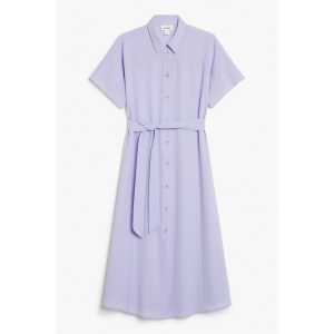 Monki Langes Hemdkleid mit Gürtel Flieder, Alltagskleider in Größe XXL. Farbe: Lilac