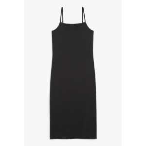 Monki Superweiches schwarzes Kleid mit Spaghettiträgern Schwarz, Alltagskleider in Größe XL. Farbe: Black
