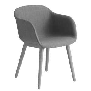 Muuto Fiber Chair Stuhl mit Armlehnen und Holzbeinen Remix 133-grey