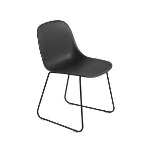 Muuto Fiber Stuhl Stahl Kunststoffsitz Black-Anthracite black