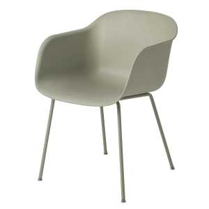 Muuto Fiber chair Stuhl mit Armlehne Dusty green-Green (Kunststoff)