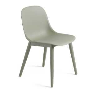 Muuto Fiber side chair Stuhl mit Holzbeinen Dusty green
