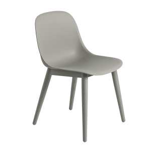 Muuto Fiber side chair Stuhl mit Holzbeinen Grey (Kunststoff)