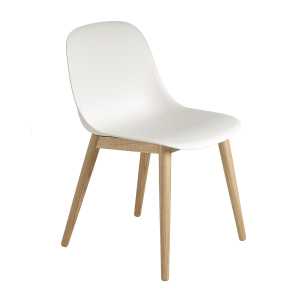 Muuto Fiber side chair Stuhl mit Holzbeinen Weiß-Eiche