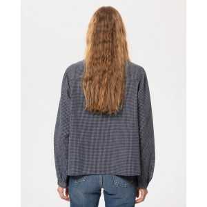Nudie Jeans Damen Bluse "EDITH Check" aus Bio Baumwolle, Indigo