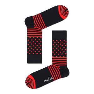 Schwarze Socken: Stripes And Heart | Happy Socks
