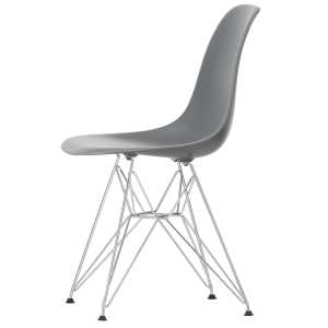 Vitra - Eames Plastic Side Chair DSR RE, verchromt / granitgrau (Filzgleiter basic dark)