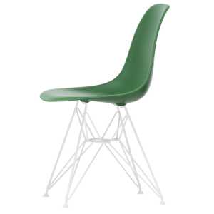 Vitra - Eames Plastic Side Chair DSR RE, weiß / smaragd (Filzgleiter basic dark)