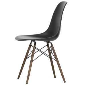 Vitra - Eames Plastic Side Chair DSW RE, Ahorn dunkel / tiefschwarz (Filzgleiter basic dark)