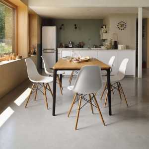 Vitra - Eames Plastic Side Chair DSW RE, Esche honigfarben / eisgrau (Filzgleiter weiß)