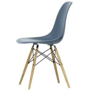 Vitra - Eames Plastic Side Chair DSW RE, Esche honigfarben / meerblau (Filzgleiter weiß)