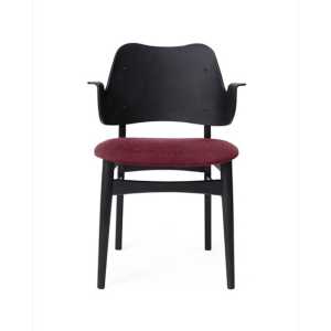Warm Nordic Gesture Stuhl, Textilsitz Bordeaux -Buchengestell schwarz lackiert
