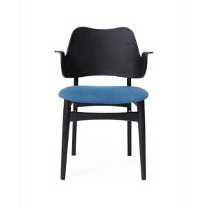 Warm Nordic Gesture Stuhl, Textilsitz Sea blue-Buchengestell schwarz lackiert