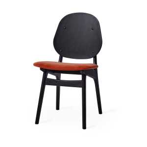 Warm Nordic Noble Stuhl Stoff brick red, Buchengestell schwarz lackiert