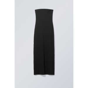 Weekday Geripptes Kleid Tania Schwarz, Alltagskleider in Größe L. Farbe: Black