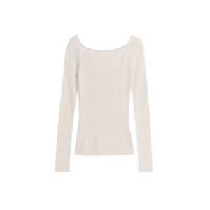 Arket Off-Shoulder-Oberteil aus Wolle Cremeweiß, Pullover in Größe L. Farbe: Off-white
