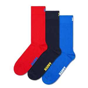 Blaues 3er-Pack Solid Crew Socken