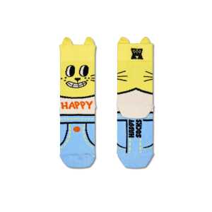 Gelbe Katze Crew Socken