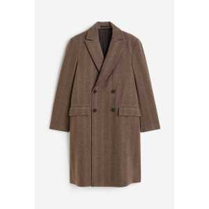 H&M Zweireihiger Mantel aus Wollmix Dunkelbeige, Mäntel in Größe L. Farbe: Dark beige