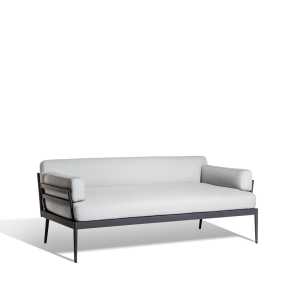Skargaarden Anholt Sofa Sunbrella Natté Grey Storm-dunkelgraues Aluminiumgestell
