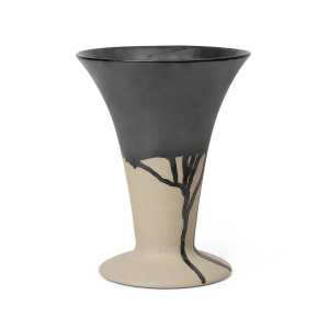 ferm LIVING - Flores Vase, H 23 cm, sand / schwarz