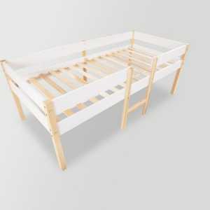 Celya Kinderbett 90x190CM Bett mit Rausfallschutz, Kiefer-Vollholz