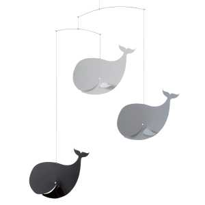 Flensted Mobiles - Happy Whales Mobile, schwarz / grau