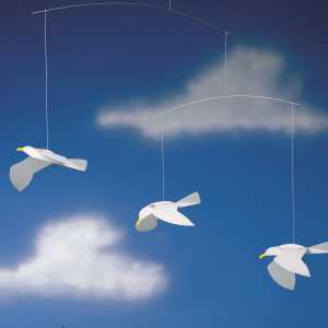 Flensted Mobiles - Soaring Seagulls Mobile, weiß / gelb