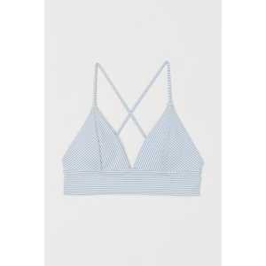 H&M Wattiertes Bikinitop Hellblau/Weiß gestreift, Bikini-Oberteil in Größe 36. Farbe: Light blue/white striped