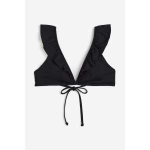 H&M Wattiertes Triangel-Bikinitop Schwarz, Bikini-Oberteil in Größe 38. Farbe: Black