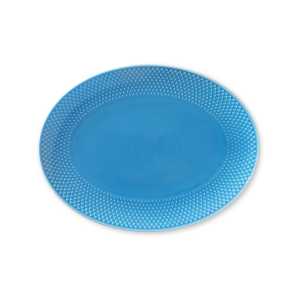 Lyngby Porcelæn Rhombe ovaler Servierteller 21,5 x 28,5cm Blau