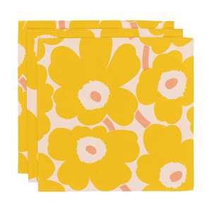Marimekko Pieni Unikko Stoffserviette 43x43 cm 3er-Pack Cotton-yellow-pink