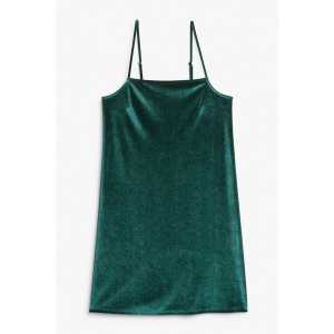 Monki Mini-Slipdress aus Samt Dunkelgrün, Alltagskleider in Größe XXL. Farbe: Dark green