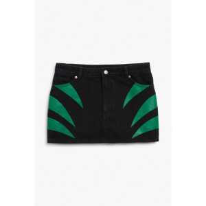 Monki × IGGY JEANS Minirock aus Denim Grüne Stacheln, Röcke in Größe 34. Farbe: Green spikes