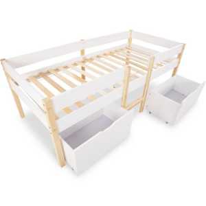 REDOM Kinderbett Kinder Bett Jugendbett Hausbett Holzbett Massivholzbett 90x190 cm (mit 2 große Schubladen ohne Matratze)