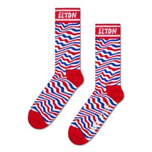 Rote Elton John Striped Crew Socken