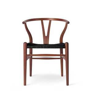 Stuhl CH24 Wishbone Chair Mahagoni geölt Geflecht schwarz