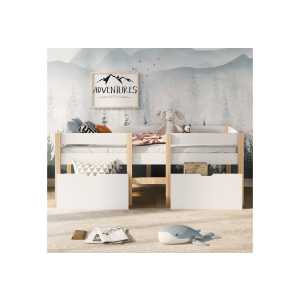 Sweiko Kinderbett, Hochbett mit 2 Schubladen und Rausfallschutz, 90*190cm
