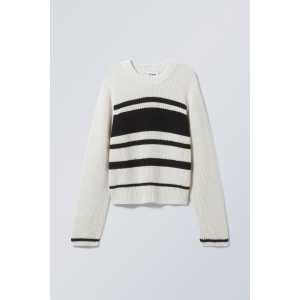Weekday Pullover Lily Weiß/Gestreift in Größe S. Farbe: White stripe