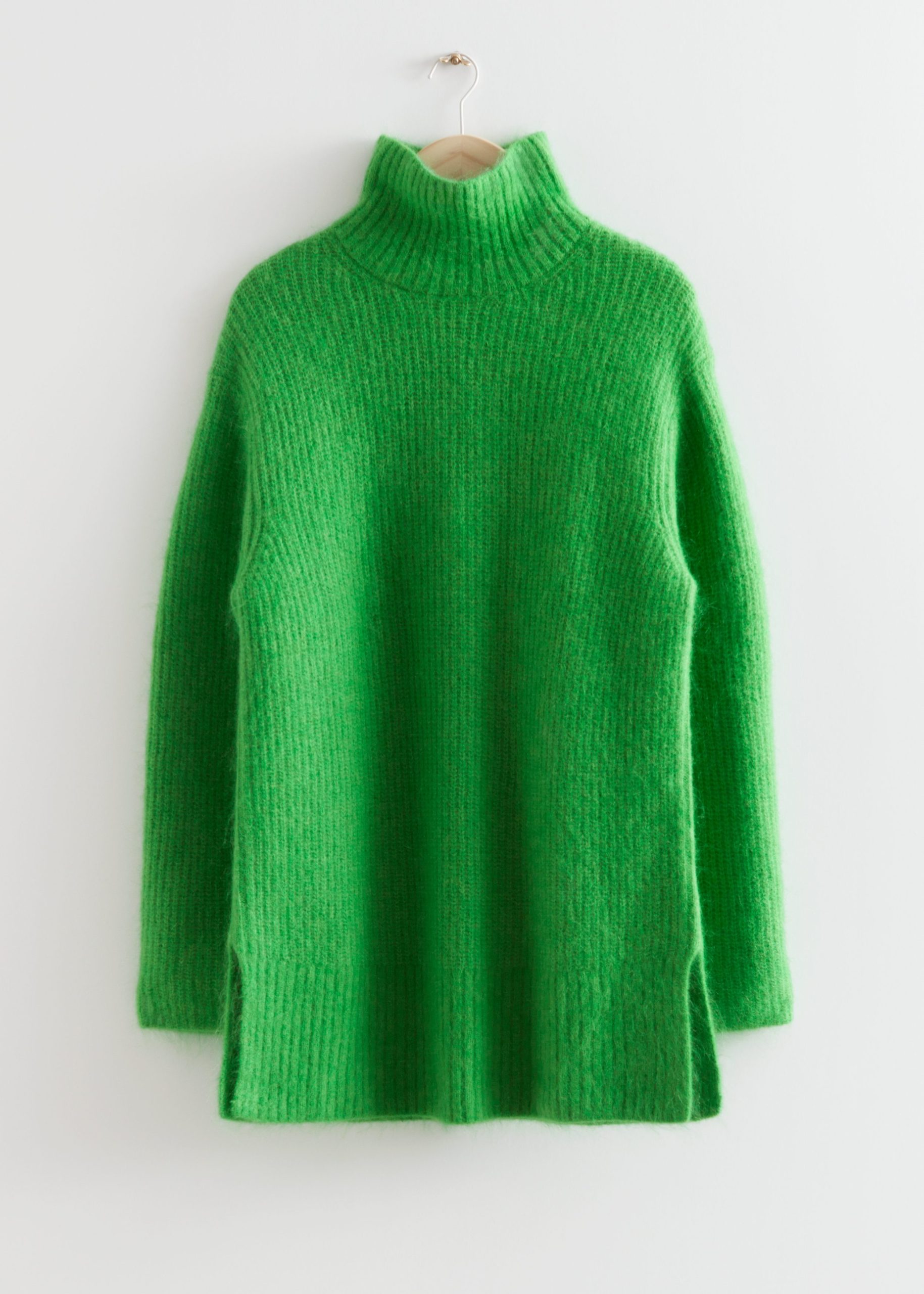 & Other Stories Kurzes Strickkleid mit Stehkragen Grün, Pullover in Größe XS. Farbe: Green